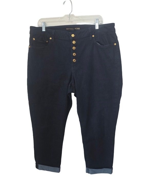 Michael Kors Denim - Michael Kors Dark Navy High-Rise Cropped Button-Front Jeans Size 18
